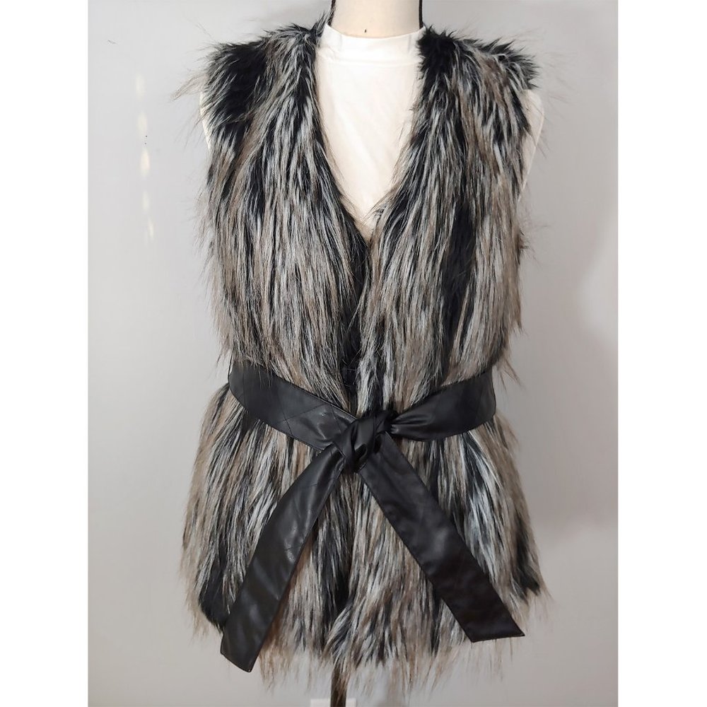 Charlie Paige Faux Fur and Leather Trim Vest S/M